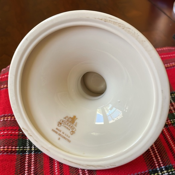 VTG Picard China USA hand decorated porcelain candle stick holder rose pattern - Picture 5 of 8